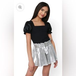 MIA Girls Moto Silver Metallic Skirt